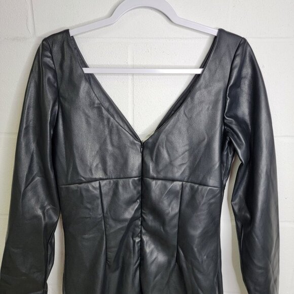 Wolf & Badger Maison Bogomil Black Noir Muse Eco Leather Dress NEW Size Large - Picture 15 of 16